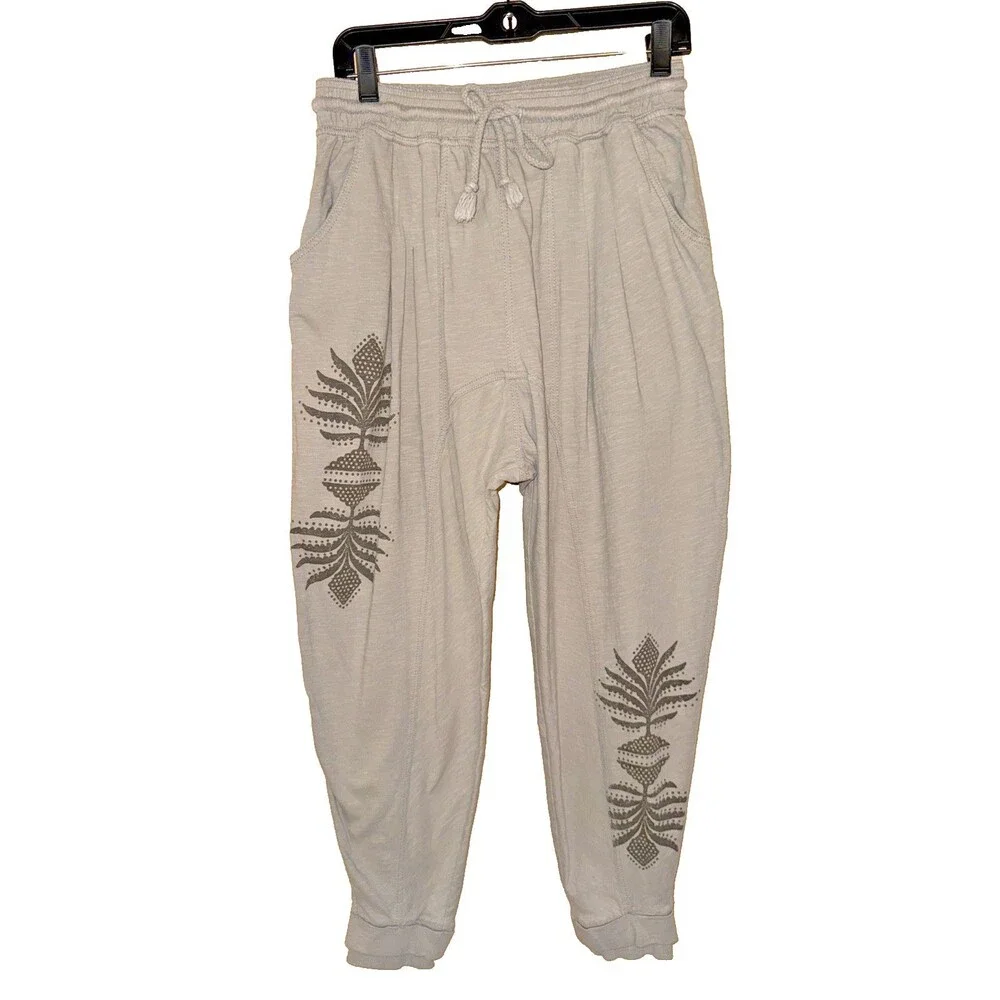 Anthropologie Daily Practice Harem Jogger Sage Taupe Aztec Drop Crotch XS 25”